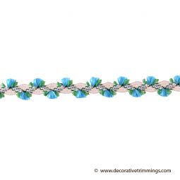 3/8 Inch Turquoise Picot Puff Rick Rack