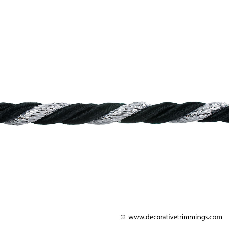 Trims By The Yard Emmerson 1/4 Twisted Lip Cord Trim, Black