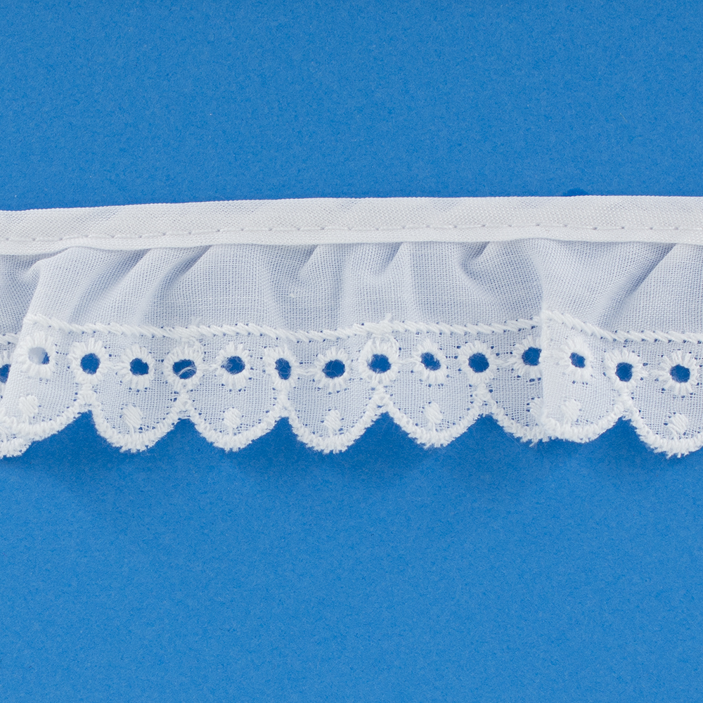 1 inch Ruffled Eylet Edge White | Decorative Trimmings LLC