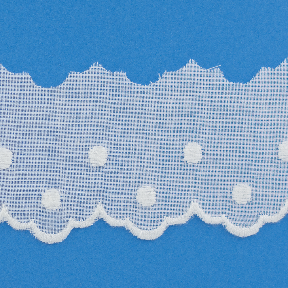 1 3/4 Inch Swiss Dot Organdy Edge White | Decorative Trimmings LLC