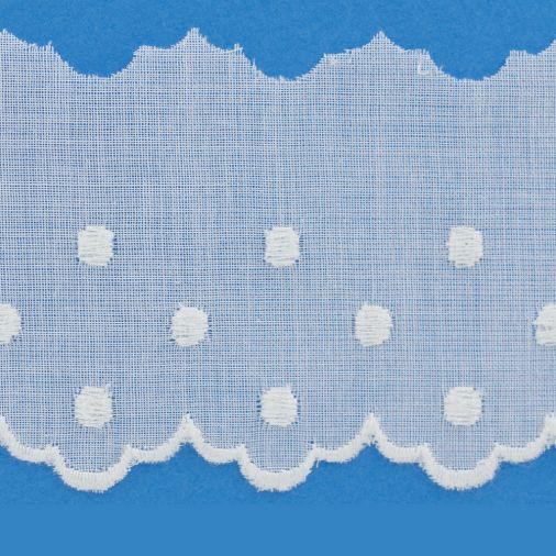 2 1/4 Inch Swiss Dot Organdy Edge White | Decorative Trimmings LLC