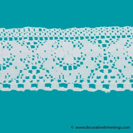 White 1 1/4 Inch Flat Raschel Lace
