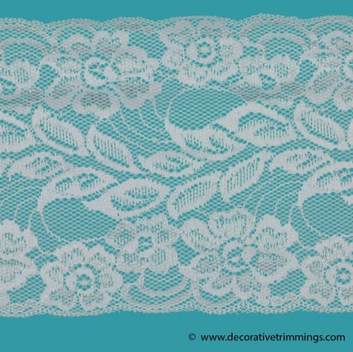 White 5 7/8 Inch Stretch Lace Galloon