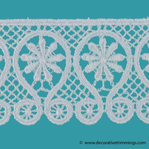 White 2 Inch Venice Sunflower Scroll Galloon