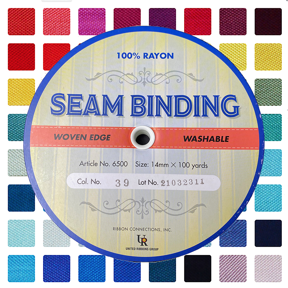 1/2 inch United Ribbon Seam Binding - 100 yd Roll 100% Rayon Woven Seam Binding - Made in Japan. Great for Taped Hems and Seams, Home Decorating